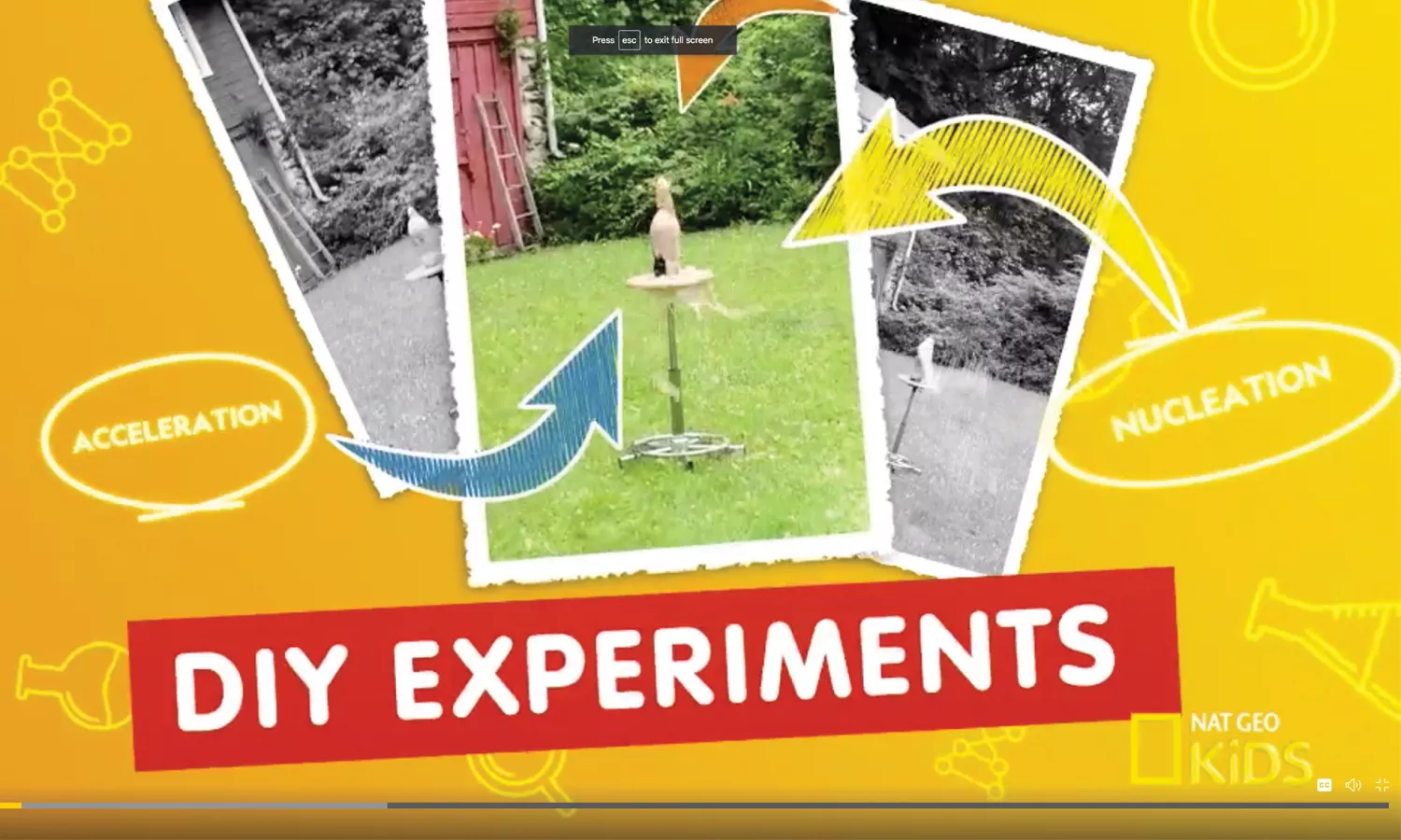 Screen shot of National Geographic Kids website with word "DIY Experiments" and arrows pointing to a picture of a homemade science experiment.