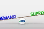 A scale with CERRA logo has the word "demand" on the left side outweighing the word  "supply" on the right side.