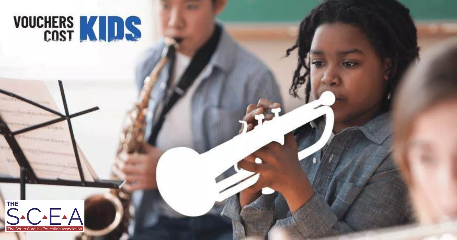 boy playing a missing trumpet