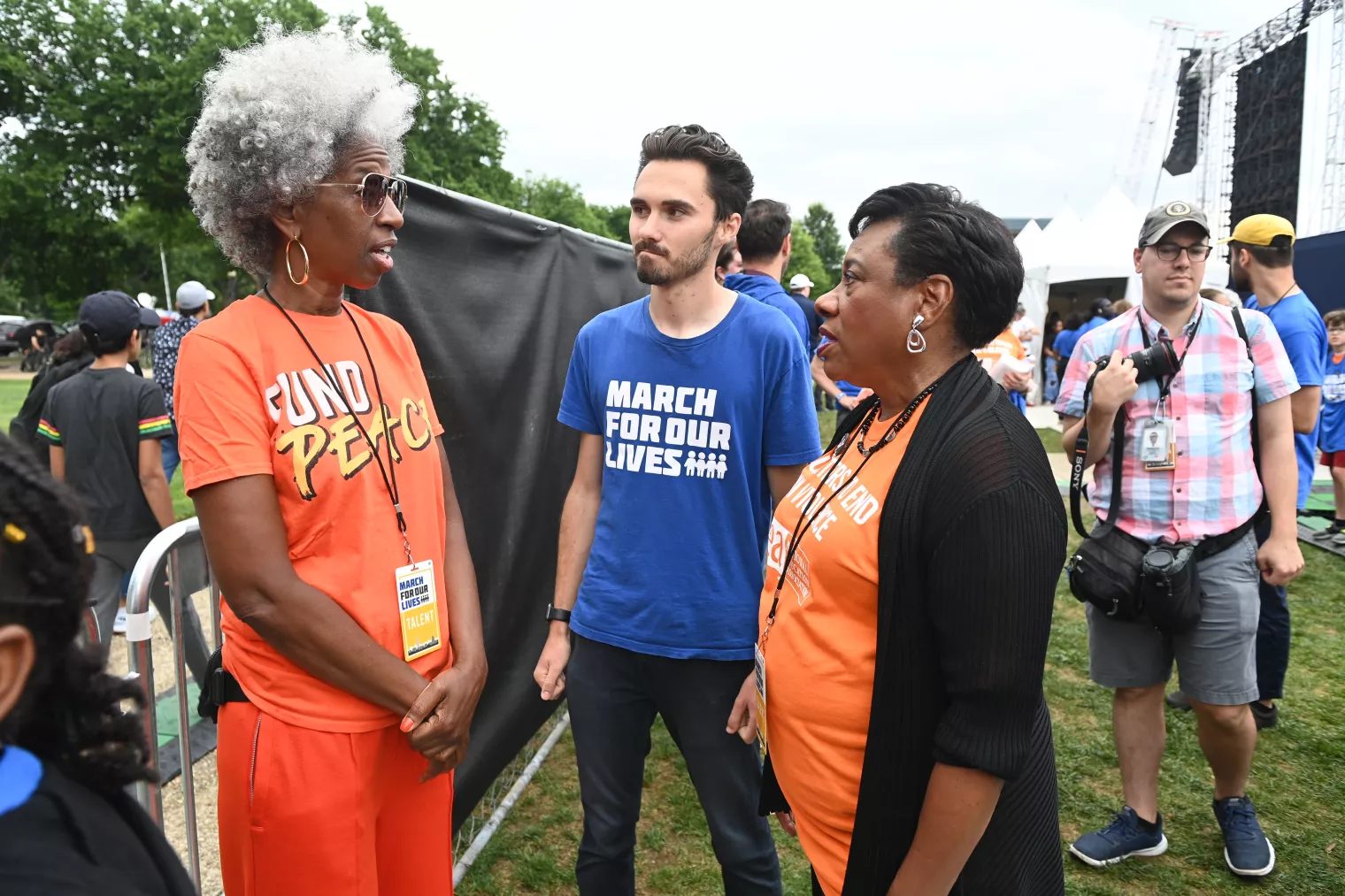 Becky Pringle talks with Erica Ford and David Hogg