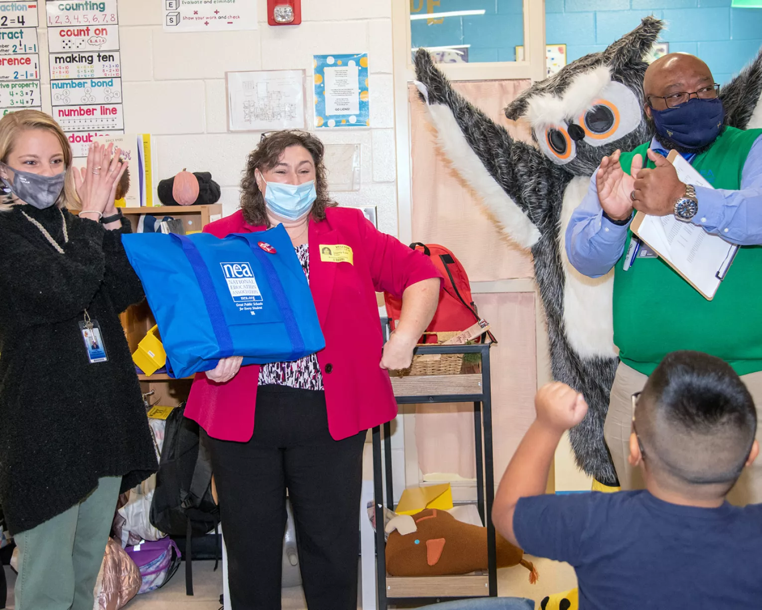Read Across America books are delivered to classrooms at Monaview Elementary School in South Carolina