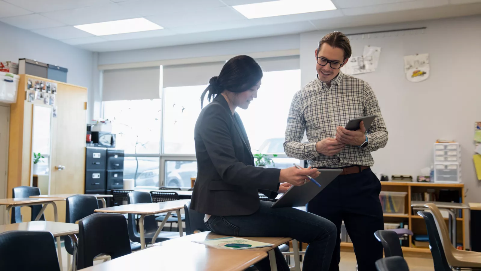 two teachers talking