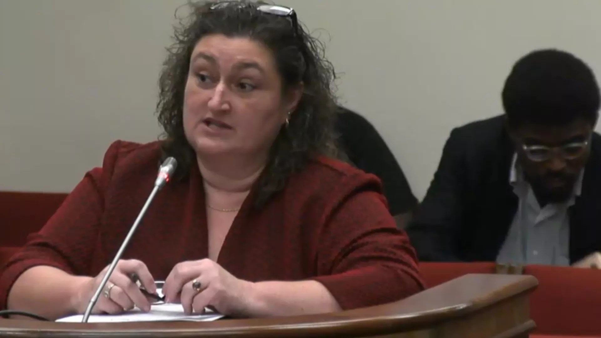 The SCEA President Sherry East testifying on unencumbered time at the Statehouse