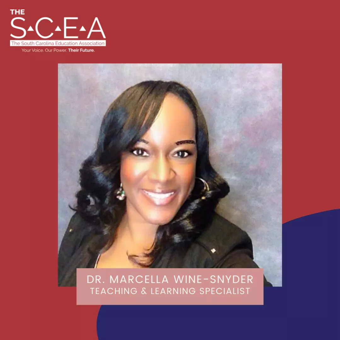 Dr. Snyder's headshot on a blue and red background 