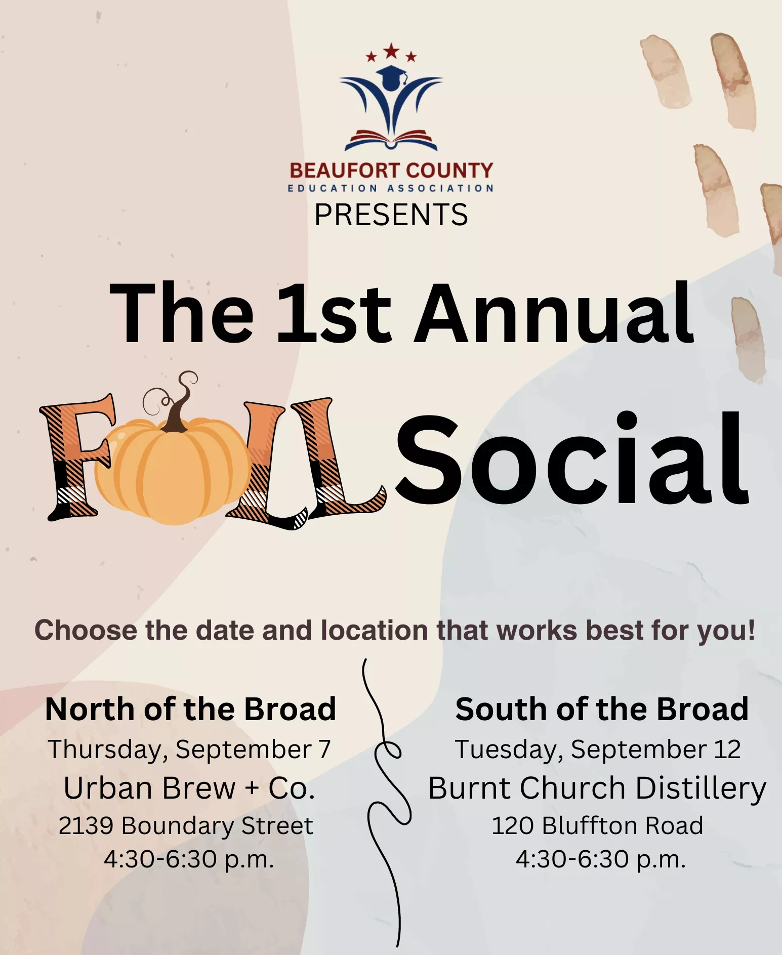 multicolored background graphic with event details over top 