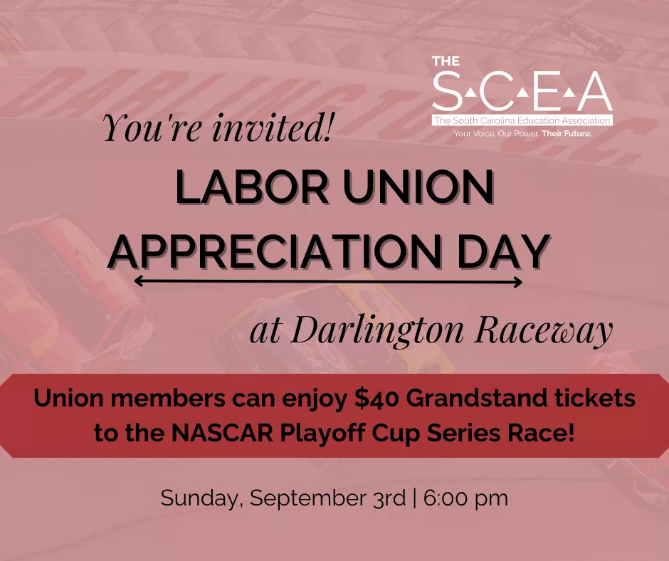 red graphic with details of event 