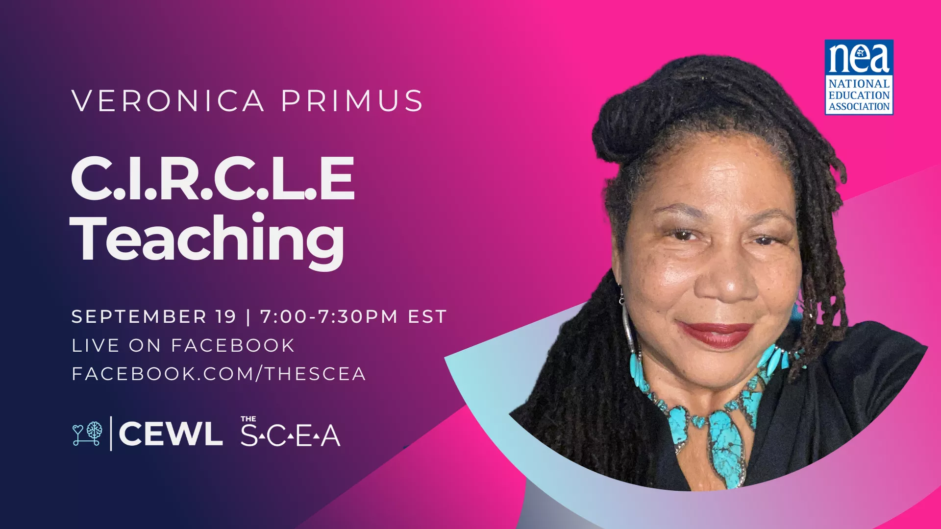 information about the event with a picture of Veronica Primus