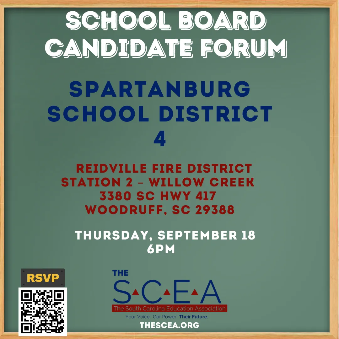 Spartanburg Four School Board Candidate Forum Flyer 09.18.2025
