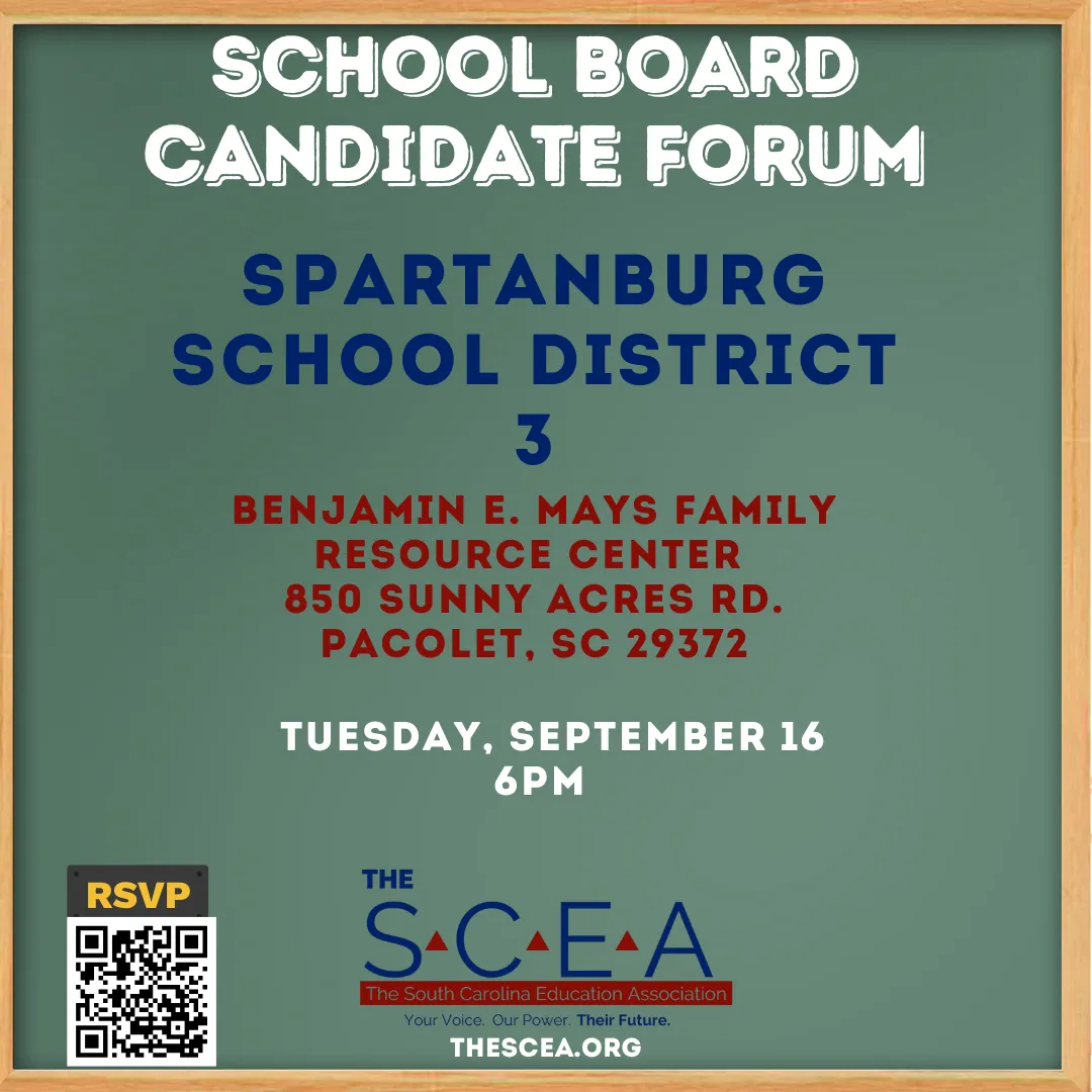 Spartanburg Three School Board Candidate Forum Flyer 09.16.2025