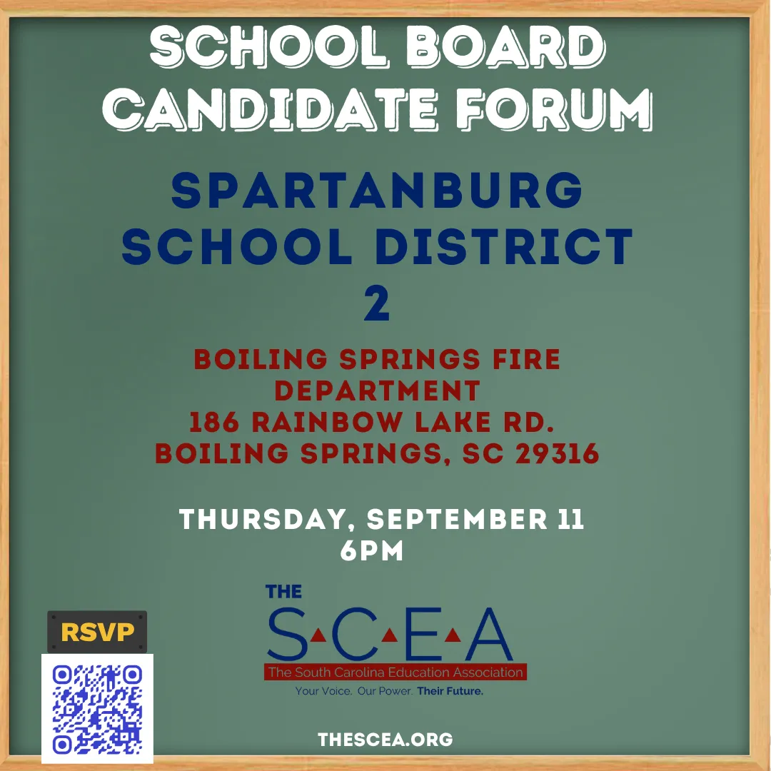 Spartanburg Two School Board Candidate Forum Flyer 09.11.2025