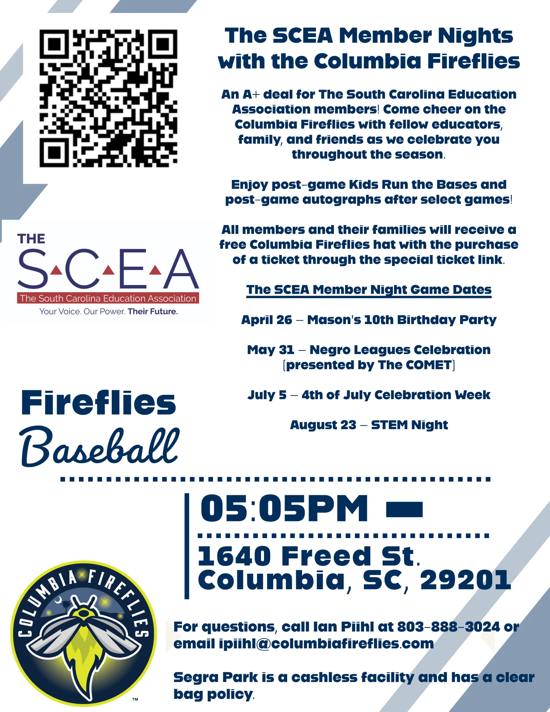 The SCEA nights at Segra Park 2026