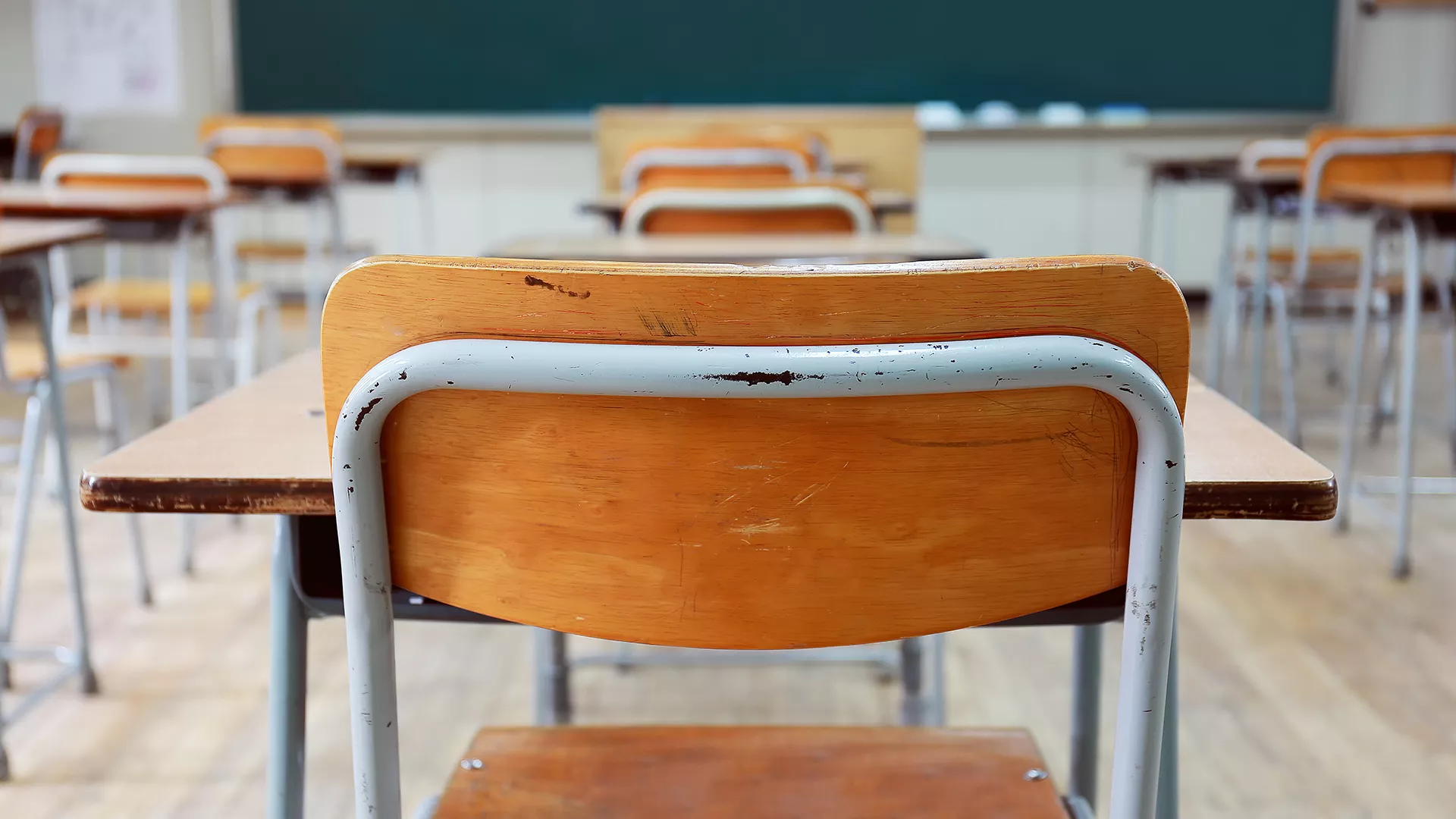 empty classroom from the back of the room