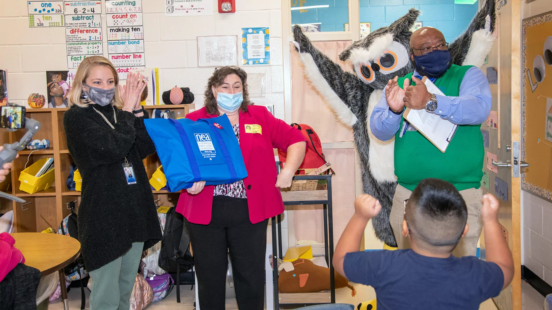 Read Across America books are delivered to classrooms at Monaview Elementary School in South Carolina