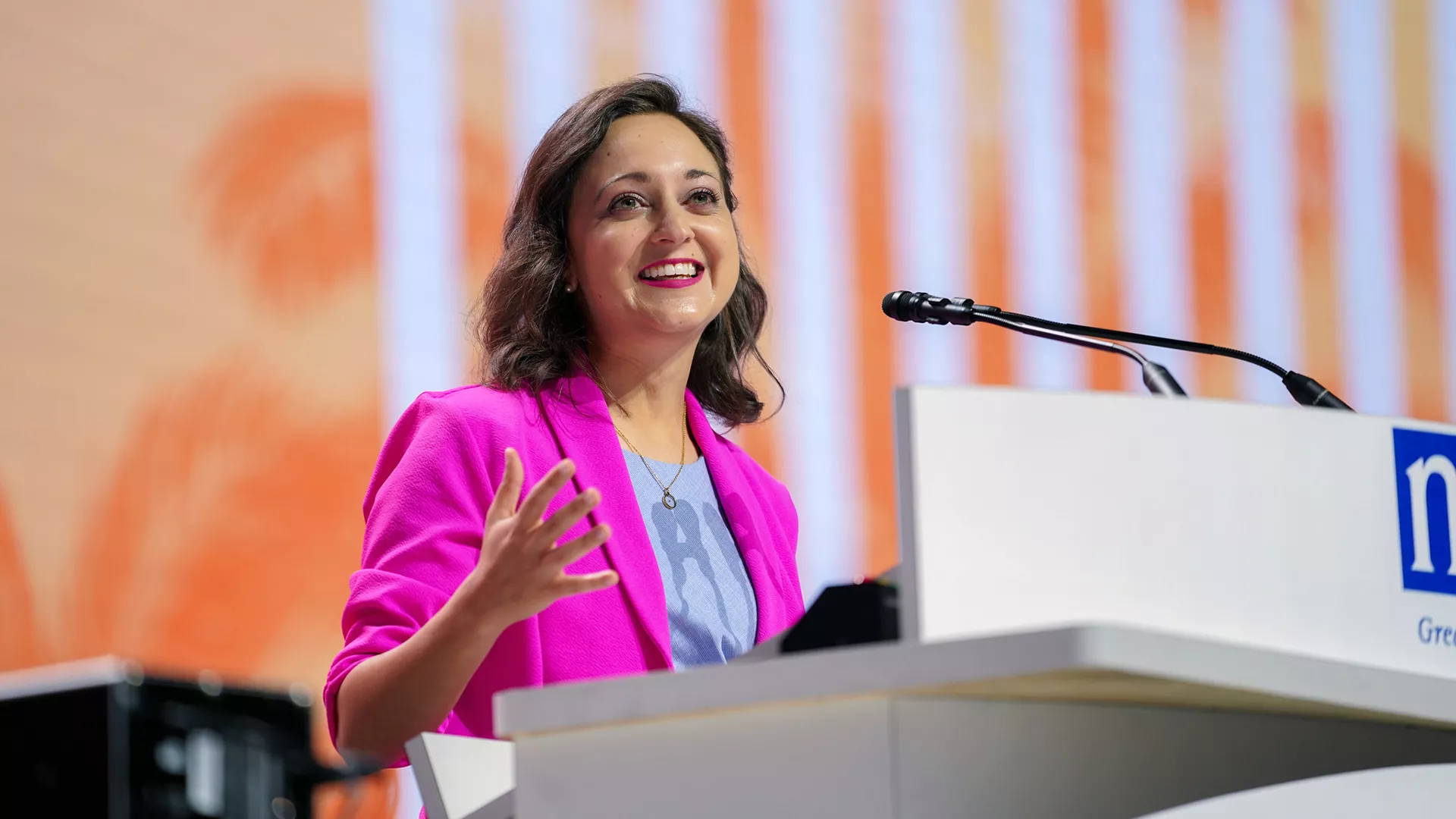 2023 National Teacher of the Year Rebecka Peterson addresses the 2023 NEA Representative Assembly