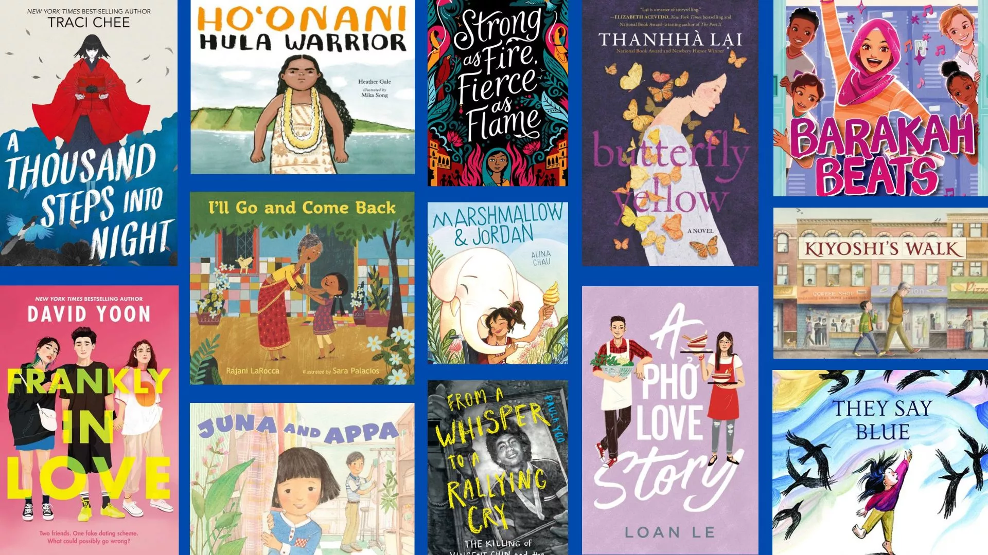 collage of covers of books with AAPI characters and themes