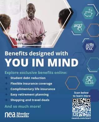 flyer with a link to nea member benefits website