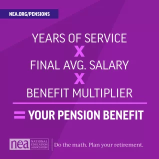 Years of service X final avg. salary X benefit multiplier = your pension benefit