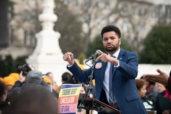 U.S. Rep Maxwell Alejandro Frost at Supreme Court debt rally