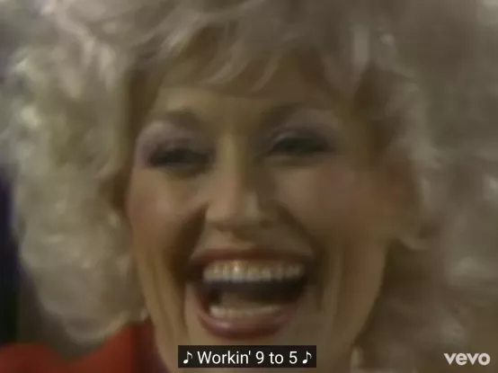 Photo of Dolly Parton singing "9 to 5"