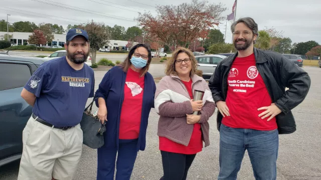 RCEA members pose together after voting