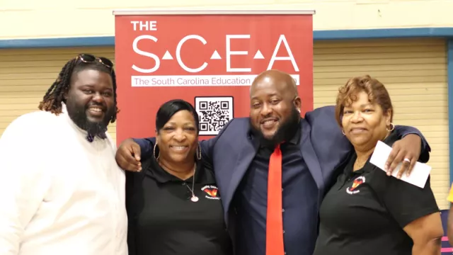 Members pose at an orientation event