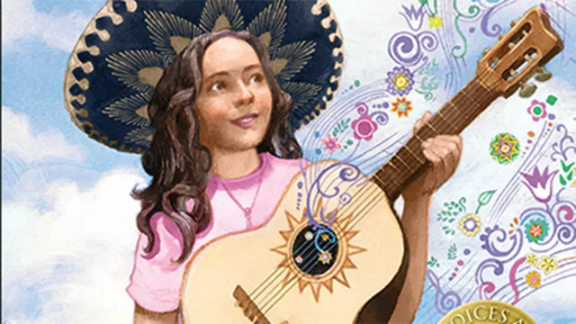 illustration of a Latina girl playing a guitar