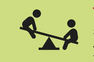 graphic of two students on a see saw