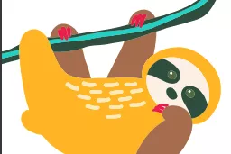 graphic of a sloth hanging from a vine