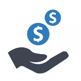 Dollar bubbles floating from hand.