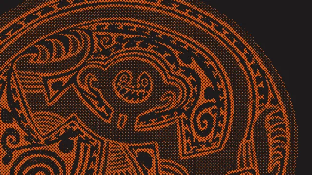 image of central american pictographs on black stone