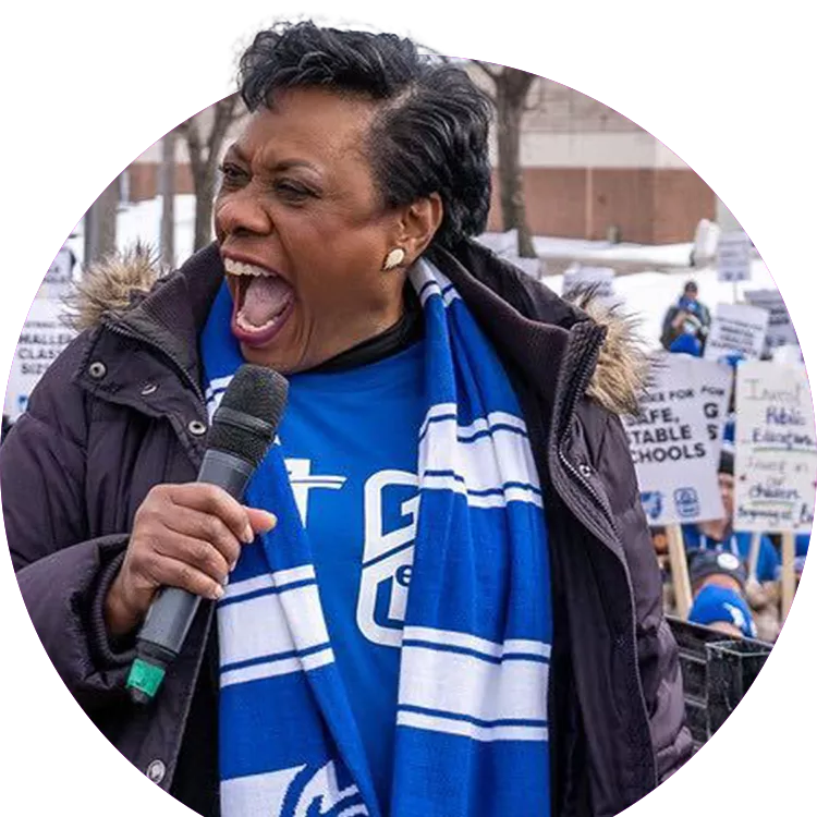 Becky rallying at the strike