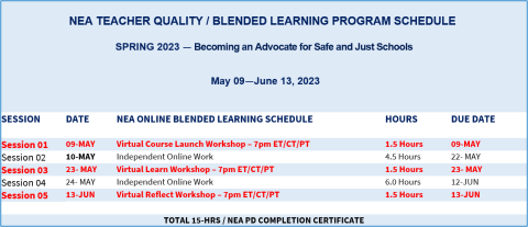 Safe and Just Schools Blended Learning Schedule